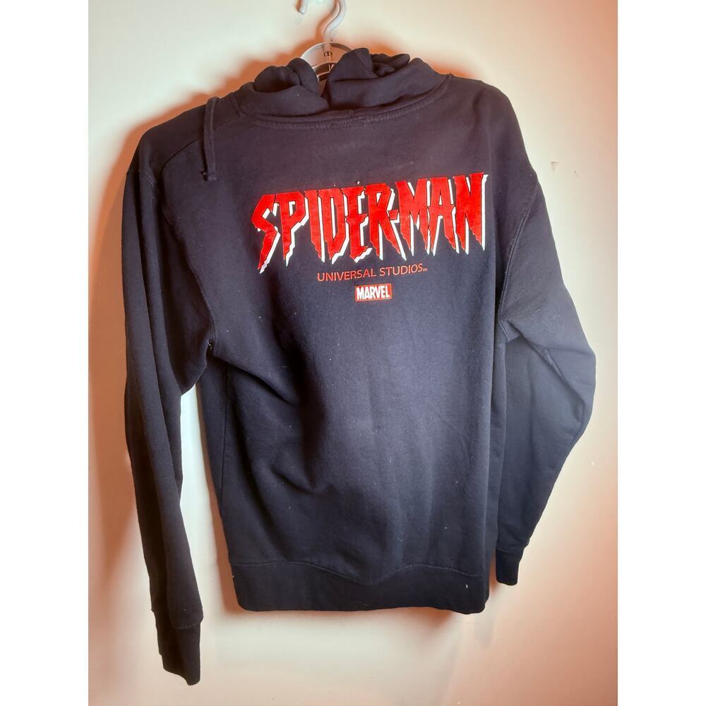 Spider-Man Universal Studios Black Hoodie Marvel Pullover Sweatshirt